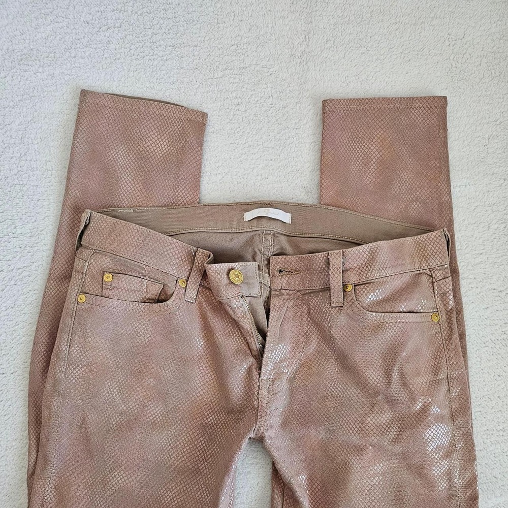 7 for all Mankind, Pink snakeskin print pants with gold hardware